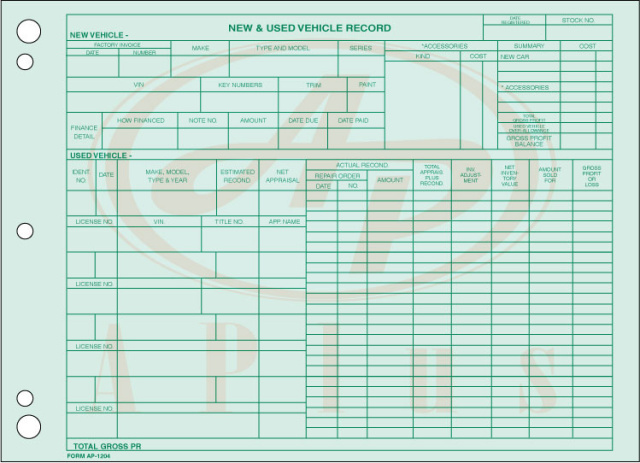 AP-1204 • Vehicle Inventory Records